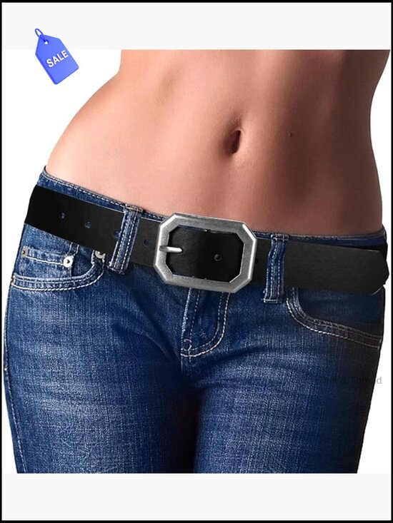 Reversible Leather Belt with Vintage Buckle for Jeans Pants Dresses main image 4